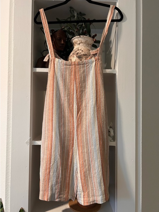 Anthropologie Pants - Anthropologie Striped Wide Leg Romper Jumpsuit M Boho Coastal Pockets